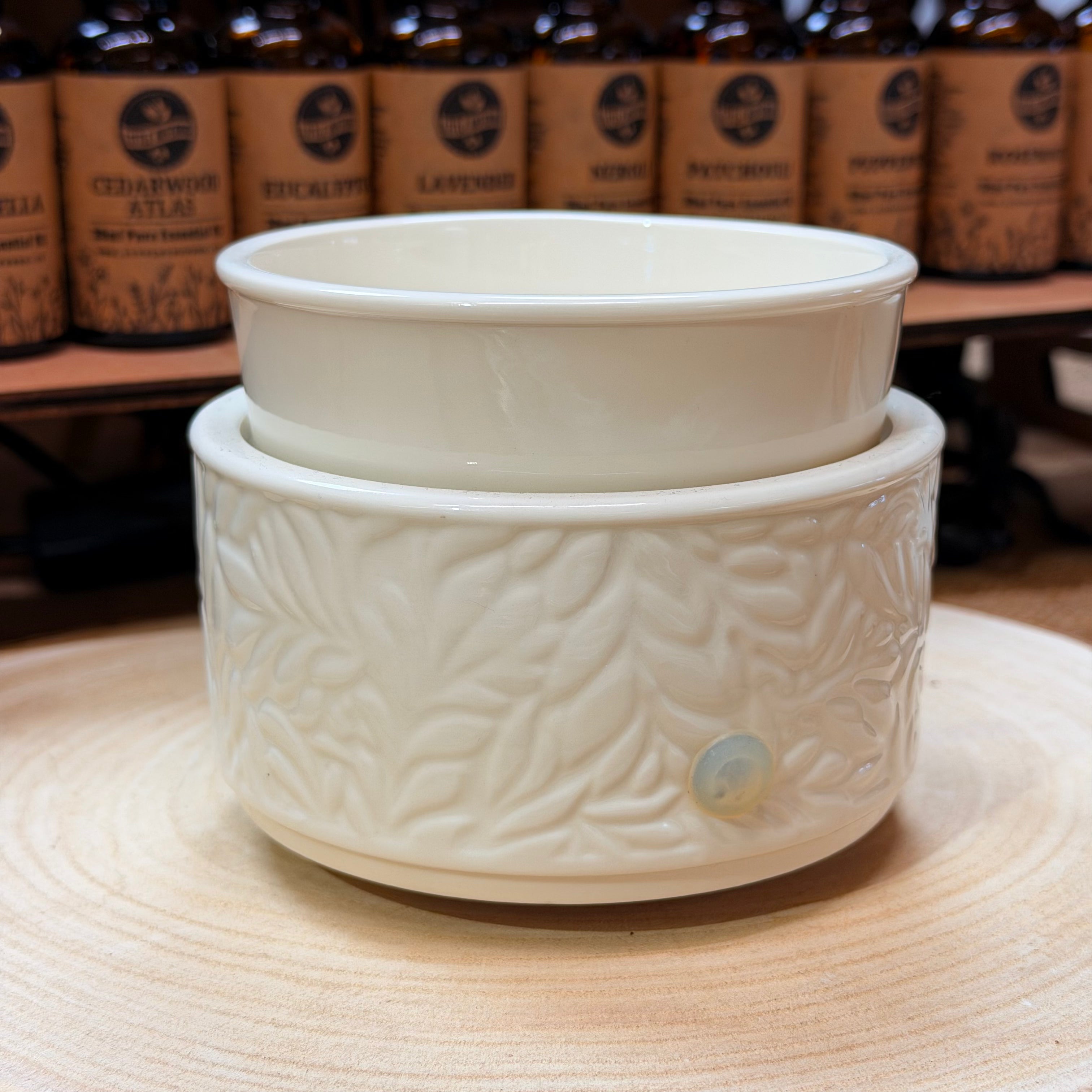 Cream Floral Electric Oil Burner
