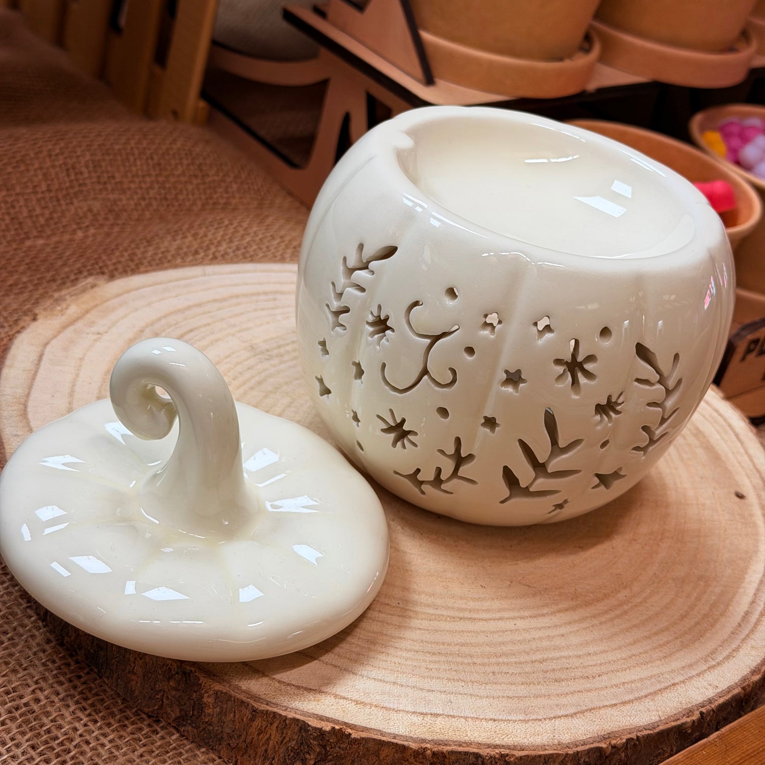 Carved White Pumpkin