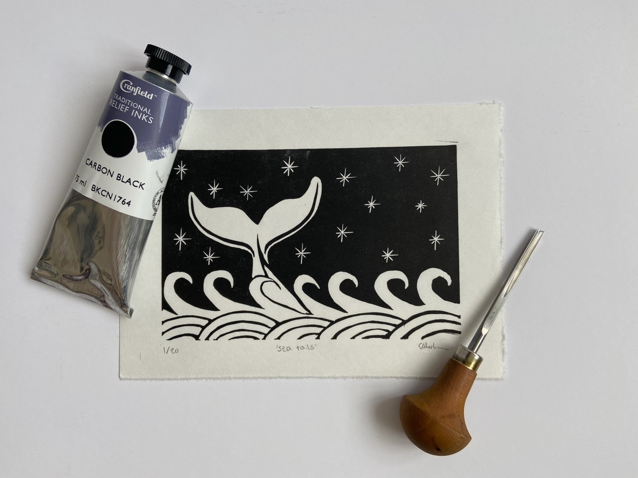 Sea Tails - little infernoLino Prints